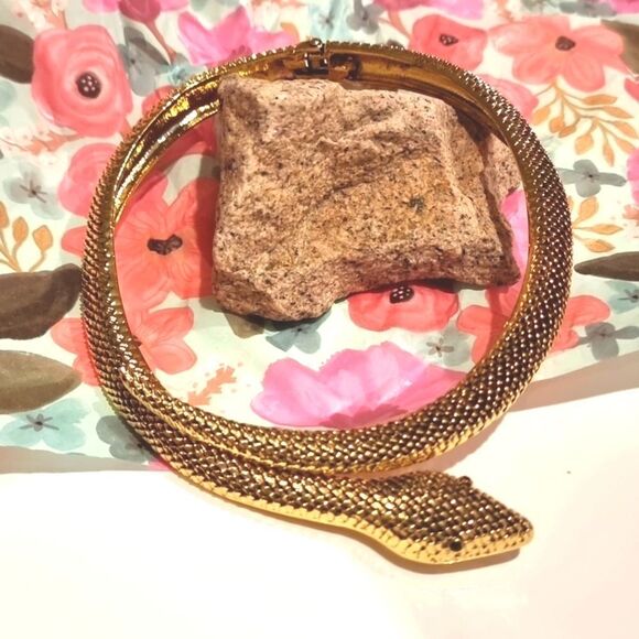 New ZARA Snake Choker Necklace In Aged Gold - Picture 7 of 11